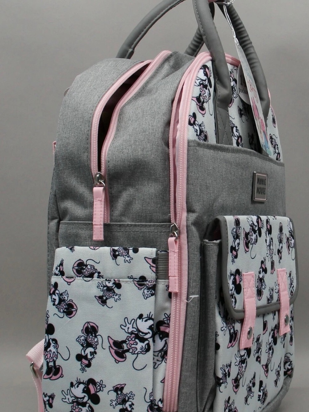 Disney Gray and Pink Minnie Mouse Backpack Tote